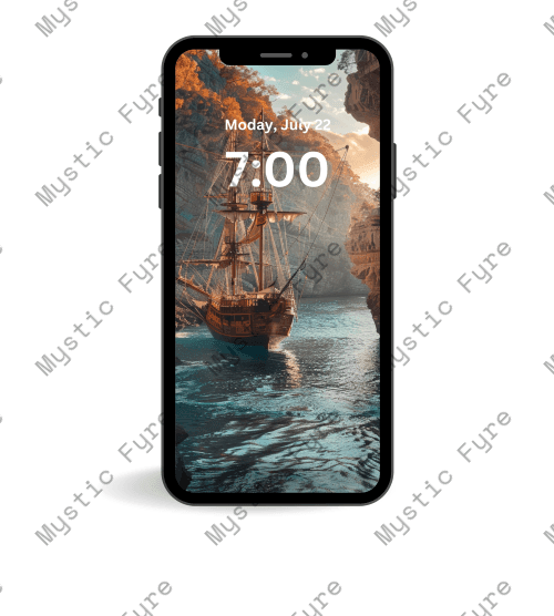 "Coastal Refuge for the Weary" Pirate ship wallpaper and mobile home screen by Mystic Fyre